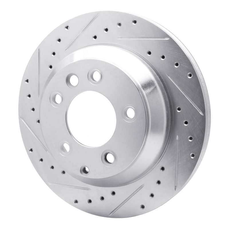 Audi Q7 Brake Rotor (1) - Rear Left - R1 Concepts - Drilled & Slotted - Silver - `03-`18